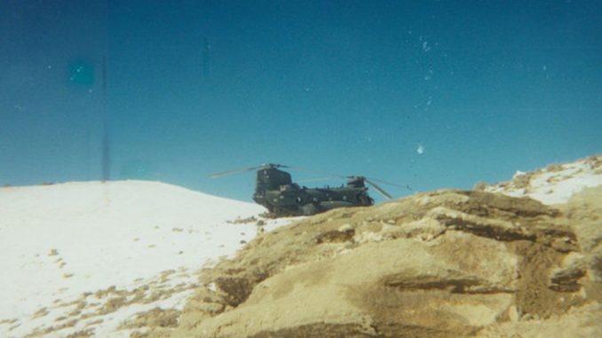 Imagen del Chinook abatido durante la Operación Anaconda