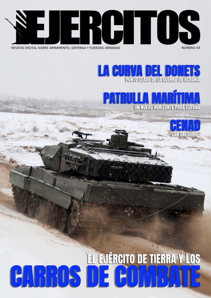 Portada del Número 44 de Ejércitos. Imagen - Carro de combate Leopardo 2E. Fuente - Ministerio de Defensa de España.