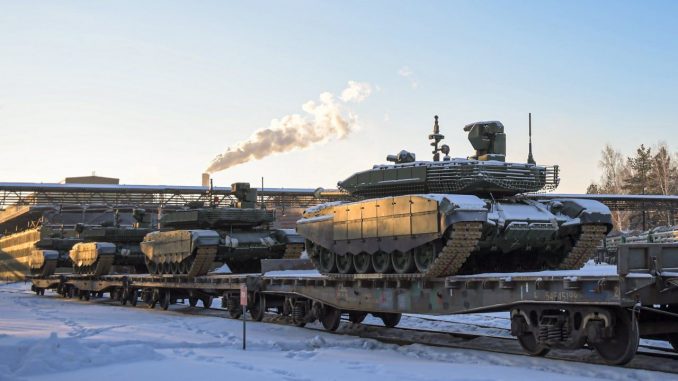 Carros de combate T-90M. Fuente - @WarMonitors.