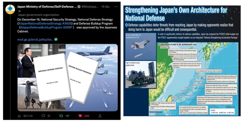 Tuit oficial informando de la publicación de los documentos. Fuente - Ministerio de Defensa de Japón.