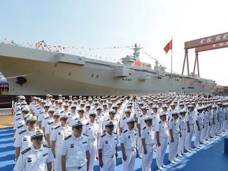 Ceremonia de botadura del LHD Tipo 075 "Hainan". Fuente - CCTV.