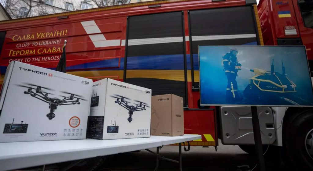Drones enviados a Ucrania por la Asociación Alemana de Bomberos. Fuente - Servicio Estatal de Emergencias de Ucrania.