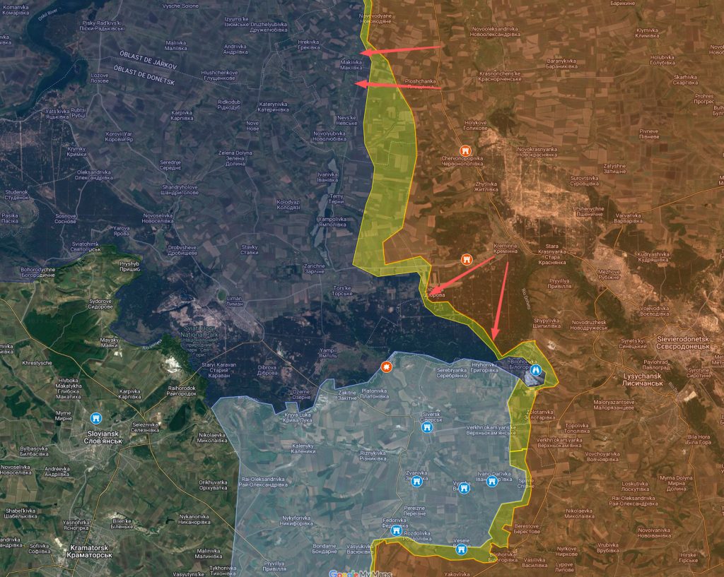 Situación en el recodo del Donets a 4 de febrero de 2023. Elaboración propia a partir de un mapa de @Majakovks73.