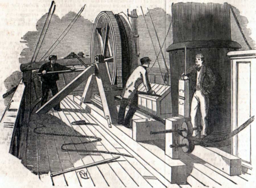 Tendido de cable submarino en 1853. Fuente - Atlantic-cable.