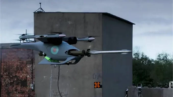 Drone Jackal lanzando un misil multipropósito Martlet. Fuente - Royal Air Force.