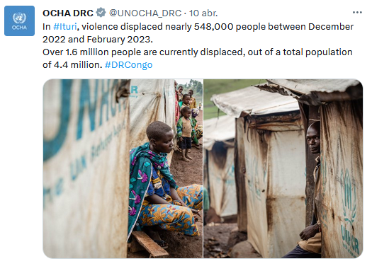 Cifras de la situación humanitaria en los últimos meses sólo en la provincia de Ituri. Fuente - Oficina de Naciones Unidas para la Coordinación de Asuntos Humanitarios en la República Democrática del Congo