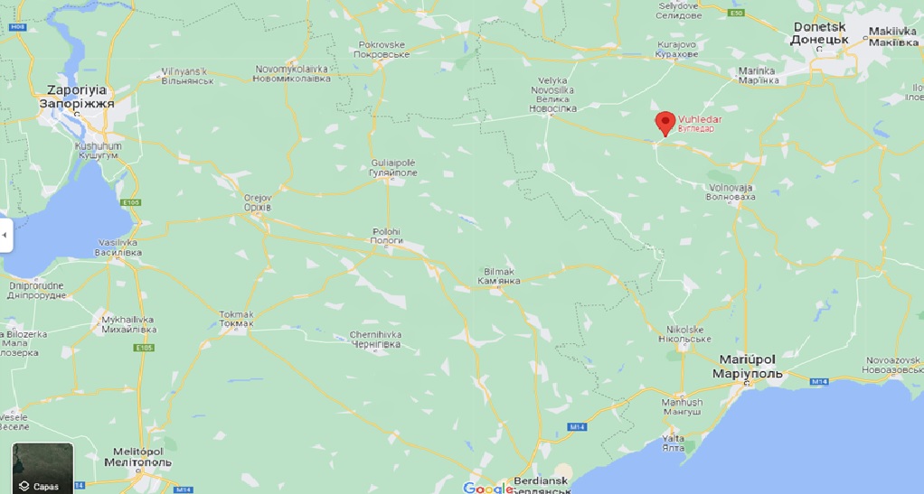 Localización de Vuhledar. Fuente - Google Maps.