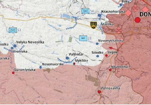 Área Operacional de Vuhledar durante las acciones ofensivas rusas entre el 30 de mayo de 2022. Fuente - @Militarylandnet.
