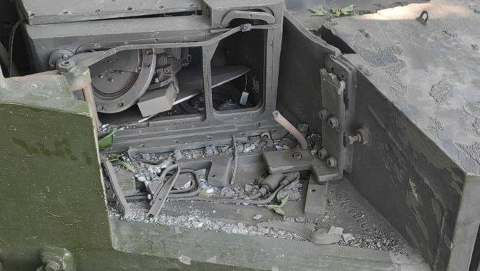 Carro de combate Leopard 2A4 dañado en Ucrania. Fuente - Telegram.