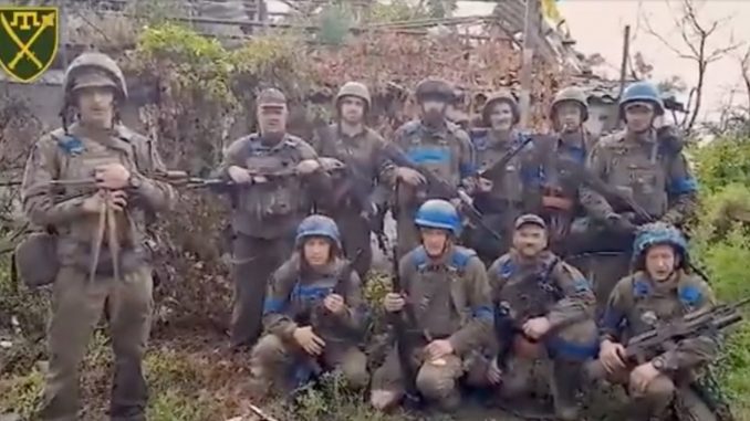 Miembros de las Fuerzas Armadas ucranianas en Rivnopil. Fuente - Telegram.