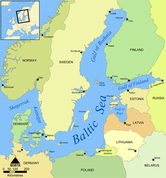Mapa de la región del Báltico. Fuente - Norman Einstein.