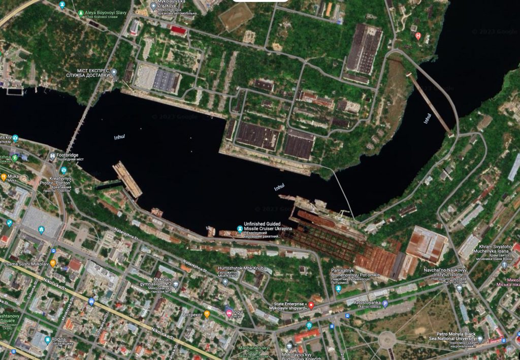 Astilleros de Nikolayev Norte o 61 Kommunara. Fuente - Google Maps.