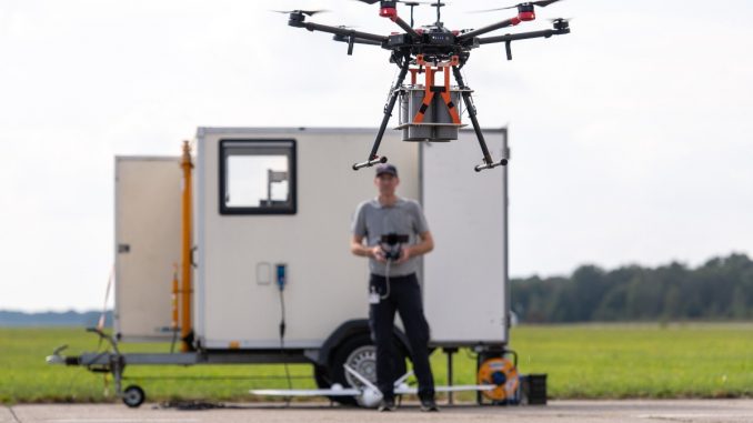 UAS en vuelo durante uno de los ejercicios llevados a cabo como parte del TIE23. Fuente - NCIA.